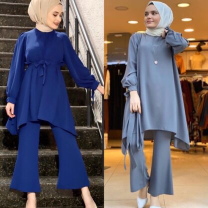 Купить Ramadan Eid Muslim Sets Dubai Abaya Turkey Hijab 2 Piece Set Islam Clothing Women Musulman Ensembles De Mode Moroccan Kaftan