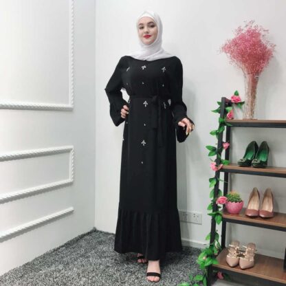 Купить Classic Middle East Muslim Dress Women Duabi Beading Big Swing A-line Abaya Dress Turkey Musulman Islamic Clothing Hijab Dresses
