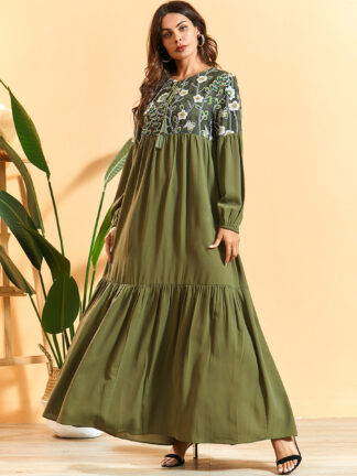 Купить Eid arab Muslim Women Dress Abaya Bohomian Ramadan Maxi Long Dresses Islamic Clothing Musulman Hijab Moroccan Kaftan Robe