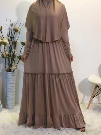 Купить Dubai Arab Muslim 2 Piece Set Hijab Long Dress Women Eid Ramadan Prayer Garment Vestidos Mujer Khimar Musulman Moroccan Kaftan