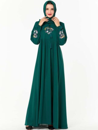 Купить Dubai Muslim Moroccan Abaya Dress Women Jubah Caftan Big Swing A-line Hijab Dresses Turkey Kimono Islamic Clothing Plus Size