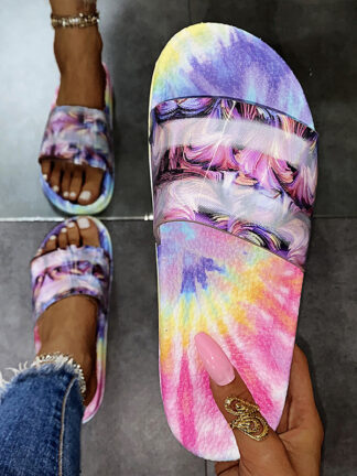 Купить Fashion sexy 3D camouflage non-slip flat style outdoor female slippers 2021 summer new style comfortable plus size beach slipper