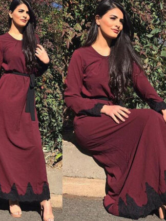 Купить Vestido 2021 Abaya Robe Muslim Dress Dubai Arabic Women Long Lace Hijab Elbise Djellaba Moroccan Kaftan Turkey Islamic Clothing