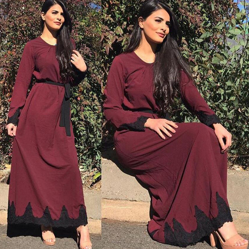 Vestido 2021 Abaya Robe Muslim Dress Dubai Arabic Women Long Lace Hijab ...