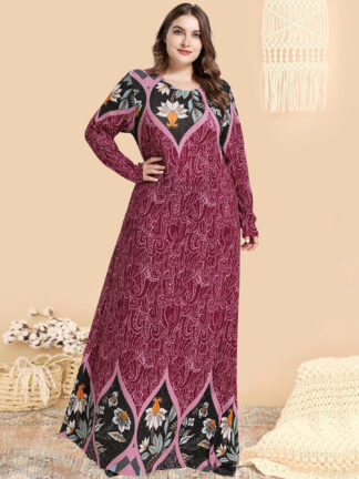 Купить Eid Long Sleeve Women hijab Dress Moroccan Kaftan Turkey Muslim Abaya Print Djellaba Jilbab Vestidos Islamic Clothing Ramadan