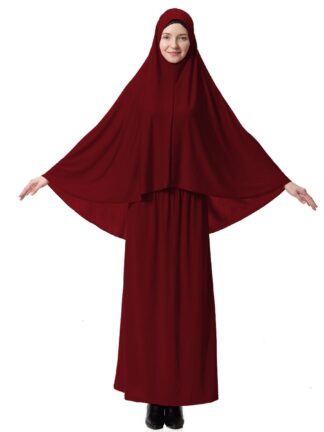 Купить Muslim Burqa Abaya Women Hijab Prayer garment ramadan Dress Islamic Jilbab Burka Niqab Long Khimar Kaftan Robe Arab 2 piece set