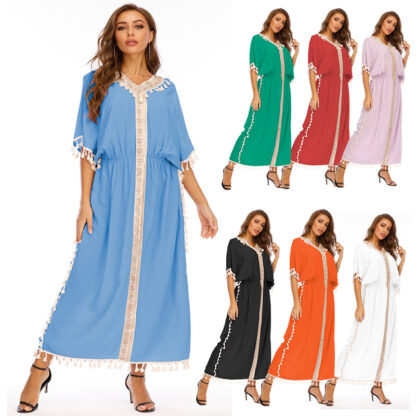 Купить Muslim Moroccan Kaftan Abaya Dress Women Ramadan Islamic Clohing Loose Robe Jilbab Maxi Party Vestido Caftan Abayas Musulman