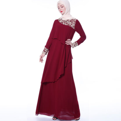 Купить NEW High-end Turkey Muslim Abaya Dress Women Lace Splice Elegant Hijab Dress Musulman Kimono Caftan Dubai Arab Islamic Clothing