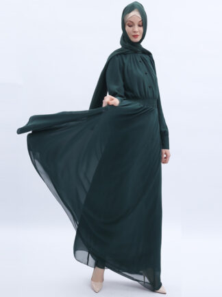 Купить Arab Chiffon Muslim Hijab Dress Women Turkey Islamic Cloting Moroccan Kaftan Kimono Jilbab Elbise Caftan Hijab Dresses Vestidos
