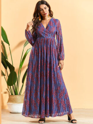Купить New Boho Lace Muslim Dress Moroccan Kaftan Abaya Holiday Isalmic Clothing Big Swing Vestidos De Fiesta Musulman Turkey dresses