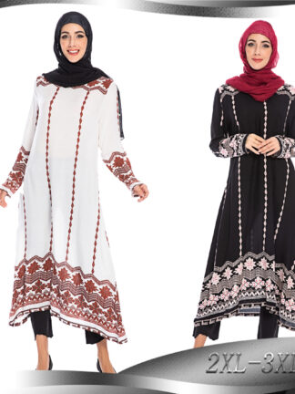 Купить Islamic Clothing Muslim Hijab Dress Abayas for Women Jilbab Print Party Vestidos Plus Size Moroccan Kaftan Jubah Robe Abaya Arab