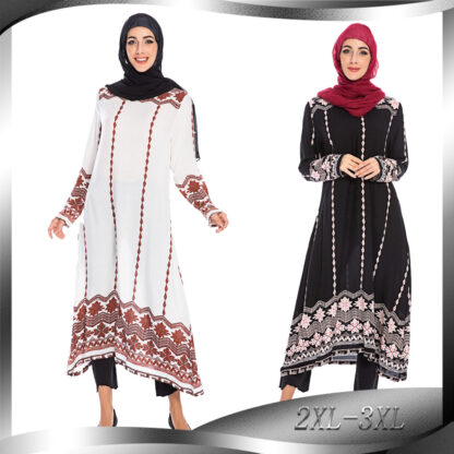 Купить Islamic Clothing Muslim Hijab Dress Abayas for Women Jilbab Print Party Vestidos Plus Size Moroccan Kaftan Jubah Robe Abaya Arab