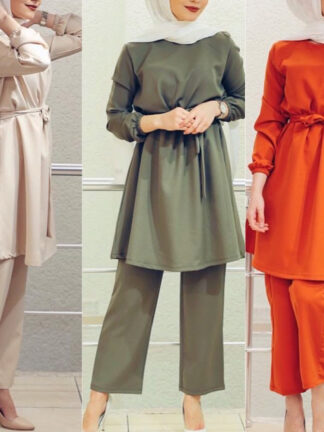 Купить Eid Two-piece Muslim Sets Abaya Turkish Tops Pants Vetment Femme Hijab Dress Abayas For Women Musulman Ensembles Islam Clothing