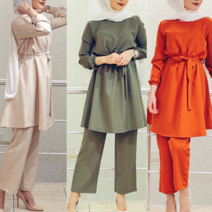 Купить Eid Two-piece Muslim Sets Abaya Turkish Tops Pants Vetment Femme Hijab Dress Abayas For Women Musulman Ensembles Islam Clothing