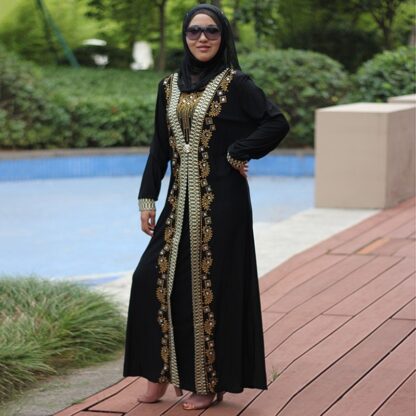 Купить Dubai Arab Islam Abaya Women Muslim Long Dress Sequin Beading Kaftan Robes Elegant Splice Maxi Dresses Islamic Clothing Caftan