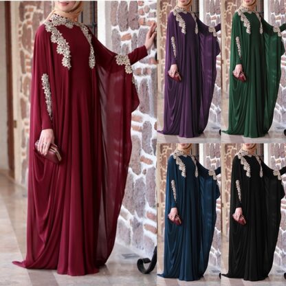 Купить Plus Size 5XL Arab Dubai Abaya Women Muslim Dress Kaftan Appliques Islam Floor Length Maxi Vestidos Turkey Robe Islamic Clothing