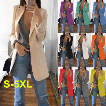 Купить Oversized Autumn New Blazers Women Suit Solid Jaet Casual Notched Collar Female Office Ladies Suit Coat Tops Plus Size S-5xl