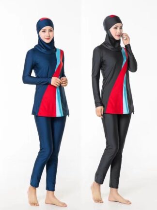 Купить Arabic Islamic Muslim Swimsuit Women Swim Wear Beach Cover Up 3 Piece Suits Hijab Swimwear Modest Swim Surf Wear Sport Burkinis