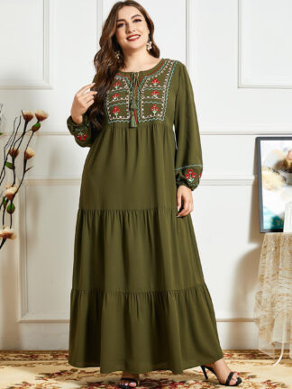 Купить Ramadan Muslim Women Dress Turkey India Abaya Gowns Djellaba Blue Embroidery Islamic Clothing Party Vestidos Plus Size Eid Robe