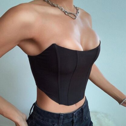 Купить Sleeveless Off Shoulder Veet Fashion Sexy Corset Crop Tops Vest Female Underwear Baless Bustier Top Solidhigh quality