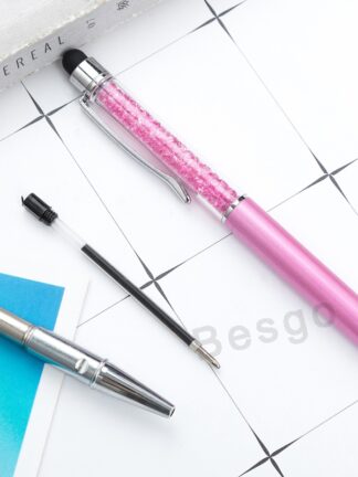 Купить Fine Crystal Ballpoint Pen Fashion Creative Stylus Touch Pen For Writing Stationery Office School Ballpen Black Ballpoint Pens D