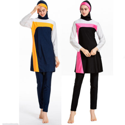 Купить turkey Muslim 3 Pieces Sets Swimwear Islamic Women Bathing Suit Swim Surf Wear Swimsuit Full Coverage Beach Sun Sports Suits