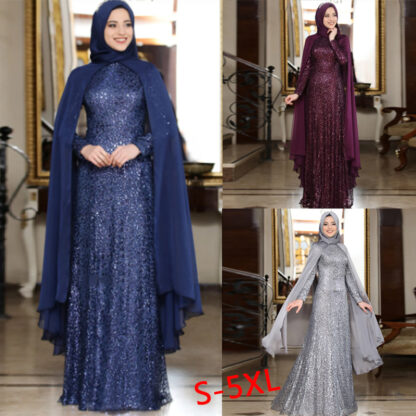 Купить Plus Size Islamic Clothing Kaftan Muslim Dress Abaya and Cape 2 Pic Set Women Arabic Dubai Islam Prayer Caftan Marocain Dress