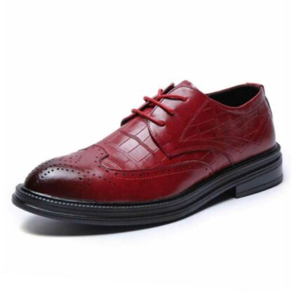 Купить Mens Handmade PU Red Classic Plaid Hollow Lace Dress Brogue Shoes Retro Classic Fashion All-match Business Casual 5KE014