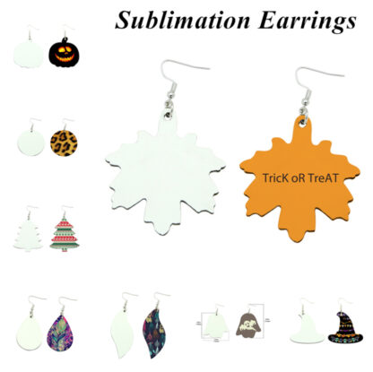 Купить Sublimation Earrings Double Sided eather Earring Pendants Sublimation Blanks Creative Gifts Thermal Transfer eaves Earrings A02
