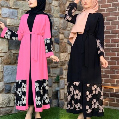 Купить Eid Turkey Muslim Abaya Islamic Clothing Flower Hijab Dress Open Abayas for Women Moroccan Kaftan Djellaba Robe Jubah Dubai Arab