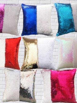 Купить DH Shipping 12 colors Sequins Mermaid Pillow Case Cushion New sublimation magic sequins blank pillow cases hot transfer printing