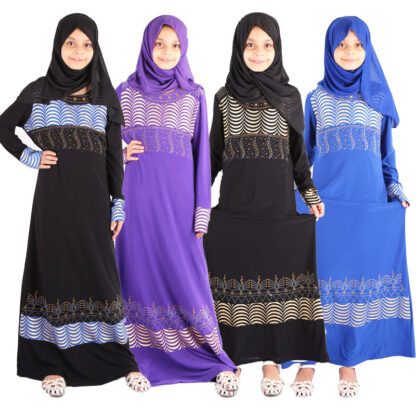 Купить Muslim Girls Dress diamond Long Hijab Abaya Burqa Khimar Jilbab Islamic Kaftan Clothing Arab Prayer Maxi Dress Robe Gown