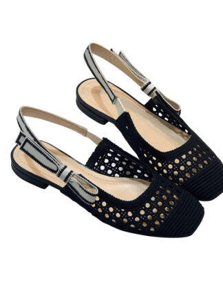 Купить 7cm Summer high-heeled sandals Slingback hollow mesh breathable Pink Patent Leather comfortable anti-skid design