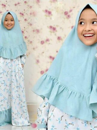 Купить muslim Girls Burqa Abaya dress Kids 2 Pieces Set Jilbab Niqab Khimar Hijab Islamic Prayer Kaftan Dubai Arab Party Robe Ramadan