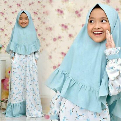 Купить muslim Girls Burqa Abaya dress Kids 2 Pieces Set Jilbab Niqab Khimar Hijab Islamic Prayer Kaftan Dubai Arab Party Robe Ramadan