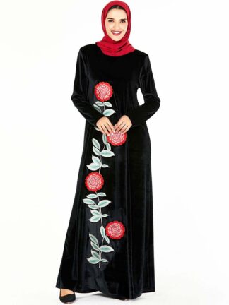 Купить Islamic Clothing Veet Muslim Dress Women Abaya Kaftan Kimono Long Robe Jubah Elbise Dubai Turkey Moroccan Arabic Hijab Dress