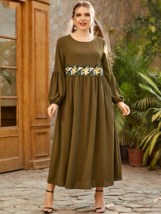 Купить Ramadan Turkey India Muslim Dress Embroidered Floral Abaya Duabi Arab Vestidos Moroccon Kaftan Islamic Clothing Jilbab Gown Robe