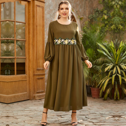 Купить Ramadan Turkey India Muslim Dress Embroidered Floral Abaya Duabi Arab Vestidos Moroccon Kaftan Islamic Clothing Jilbab Gown Robe