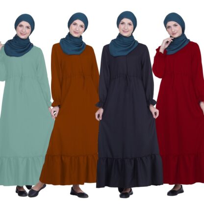 Купить Eid Ramadan Muslim Hijab Dress Women Ruffle Turkey Kaftan Long Robe Arabic Dubai Maxi Abaya Vestidos Moroccan Islamic Clothing