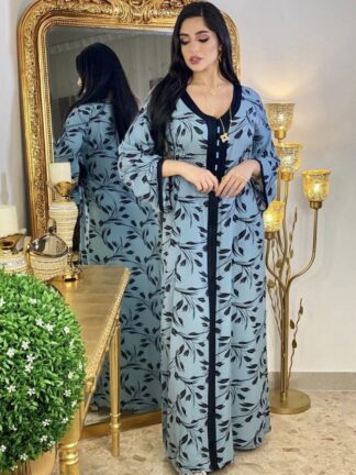 Купить Turkey Dubai Abaya Dress Women Elegant Print India Muslim Dresses Abayas Moroccan Kaftan Hijab Islam Clothing Musulman Vestidos