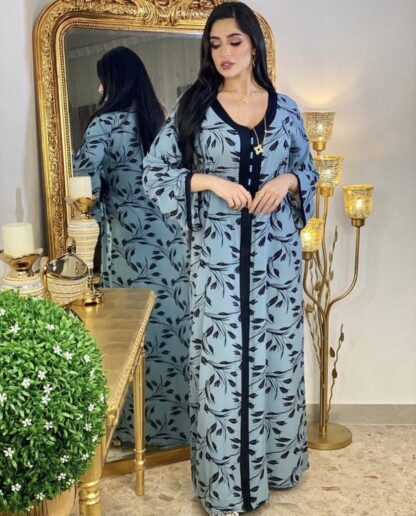 Купить Turkey Dubai Abaya Dress Women Elegant Print India Muslim Dresses Abayas Moroccan Kaftan Hijab Islam Clothing Musulman Vestidos