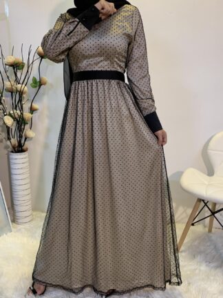 Купить Eid Turkey Muslim Dress Women Lace-up Polka Dot Kaftan Jubah Long Robe Abaya Hijab Vestidos Mujer Islamic Clothing Duabi Arabic