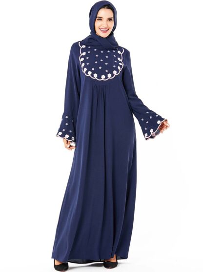 Купить Turkey Big Swing Hijab Dress Women Muslim Islam Trumpet Sleeve Maxi Abaya Dresses Kimono Dubai Moroccan Caftan Islamic Clothing