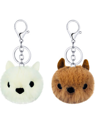 Купить new imitation Scottish cashmere keychain key chain pendant cute fold-ear cat shape ladies bag ornaments Creative small gifts