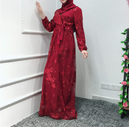 Купить Arab Lace Maxi Dress Muslim Women Middle East Duabi Long Robe Double-layer Kimono Caftan A-line Abaya Dresses Islamic Clothing