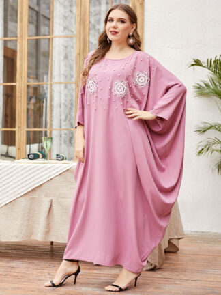 Купить Vintage Muslim Arabic Dress Women Embroidery Bat Sleeve Moroccan Kaftan Maxi Hijab Dresses Islamic Clothing Dubai Abaya Vestidos