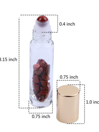 Купить Natural Semiprecious Stones Essential Oil Gemstone Roller Ball Bottles Clear Glass Healing Crystal Chips 10ml Free DH s
