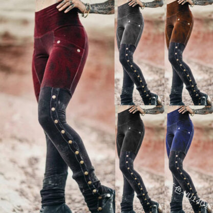 Купить Vintage Womens Gothic Pants Poet Nail Steampunk Trousers Sexy Slim Foot Pants Stretch Poet Hip Hop Ro Style Pencil Pants