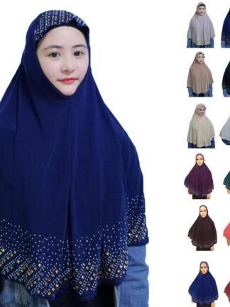Купить Ramadan Muslim Prayer Garment Hijab Women Long Hijab Scarf Headwrap Overhead Abaya Khimar Islamic Headscarf Full Cover Shawl