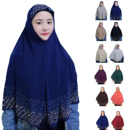 Купить Ramadan Muslim Prayer Garment Hijab Women Long Hijab Scarf Headwrap Overhead Abaya Khimar Islamic Headscarf Full Cover Shawl